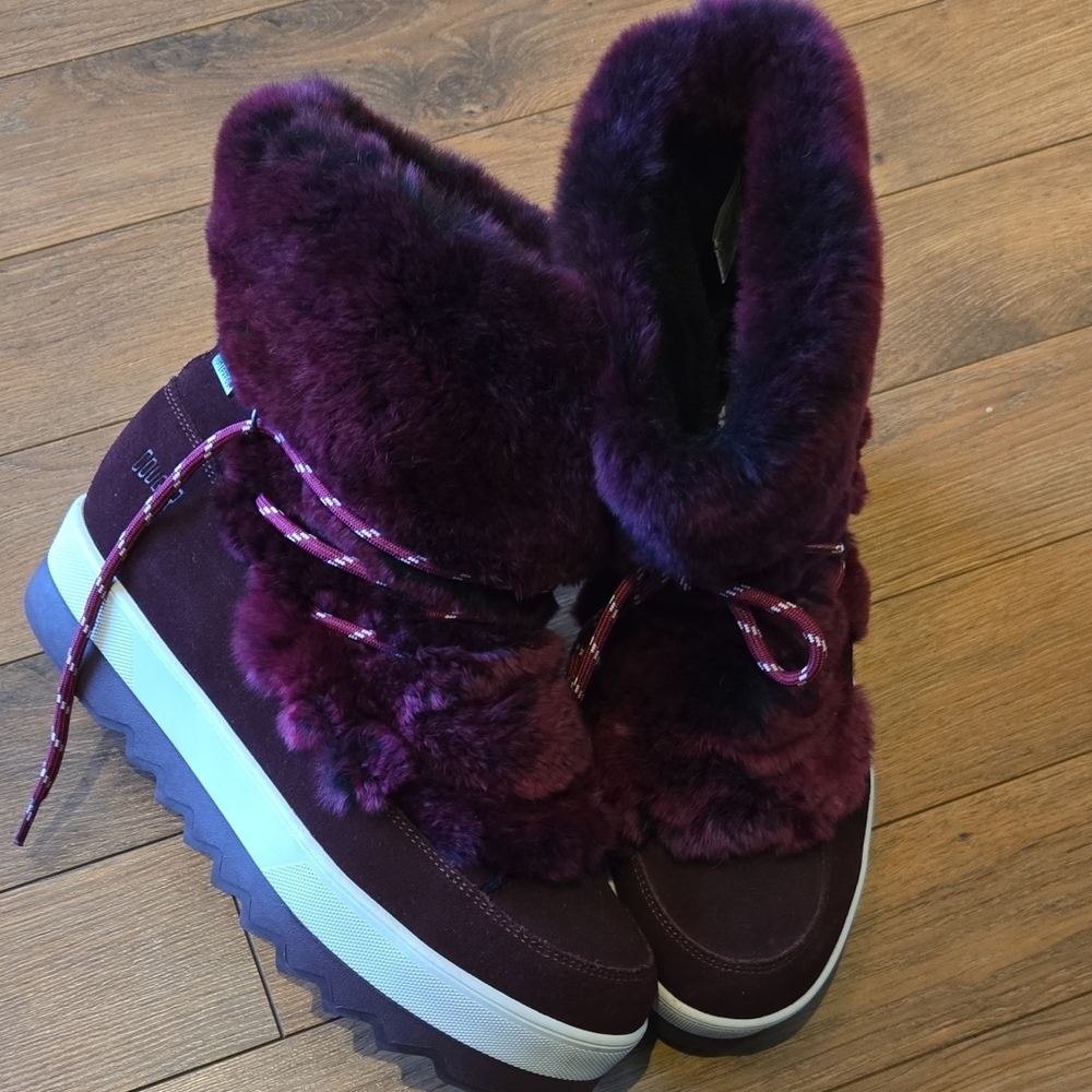 Cougar Fur And Leather Winter Plateform Boots